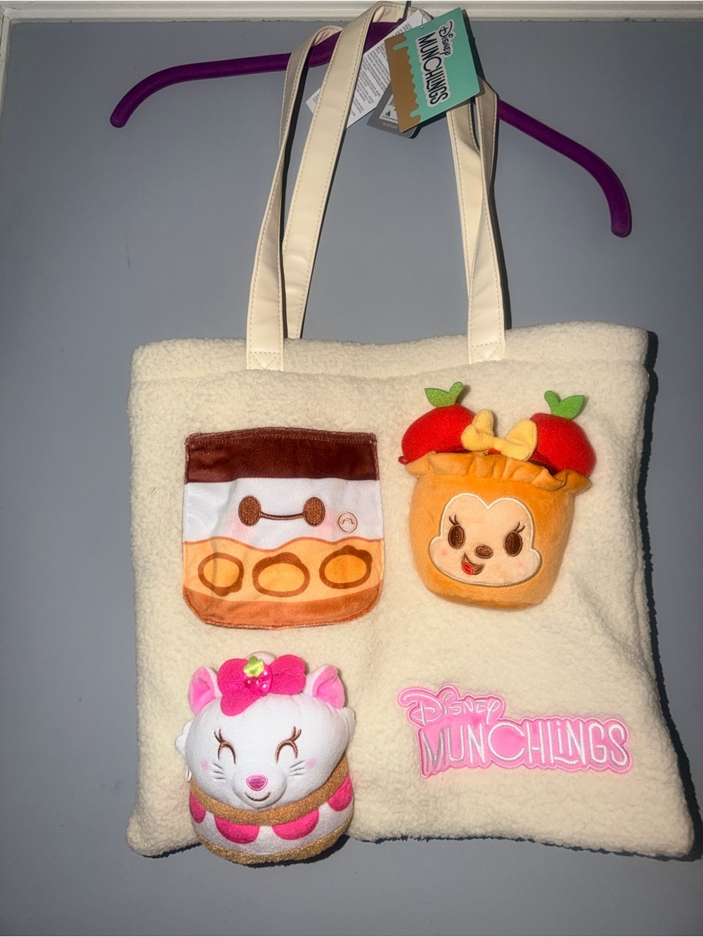 🤎NWT Disney Munchlings Sherpa Cream Plush Tote Bag